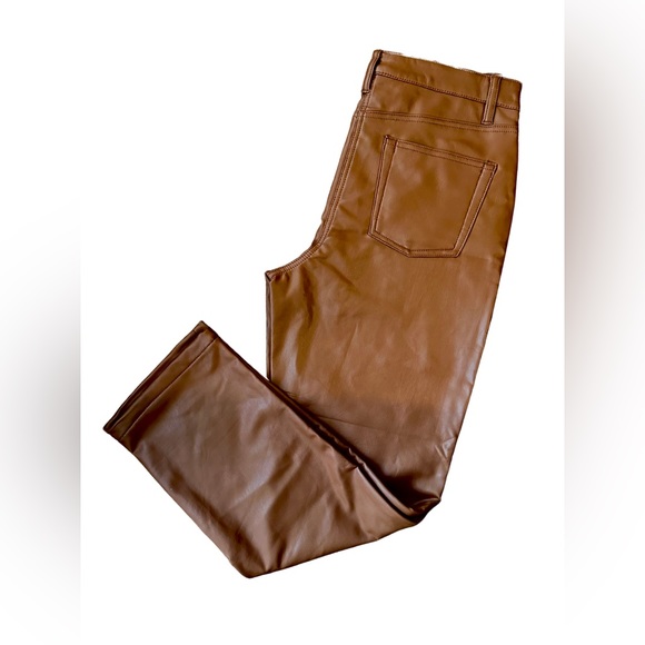 Reitmans faux leather cognac brown high waisted straight leg pants - Picture 2 of 5